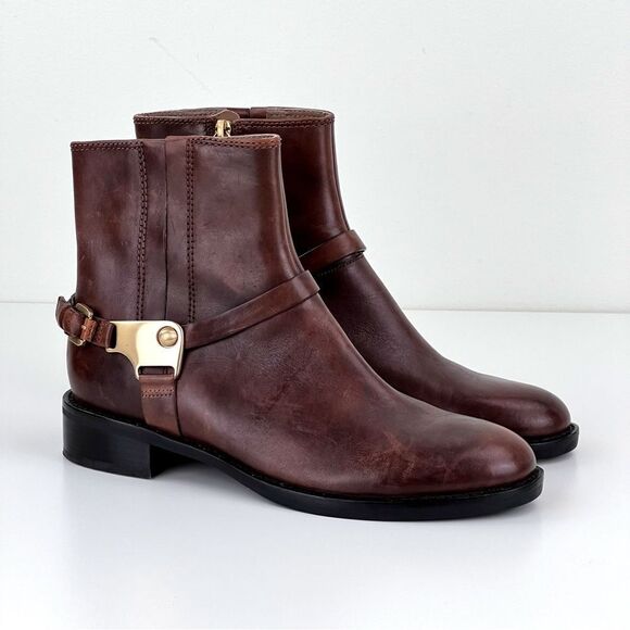 Ecco Brown Leather Ankle Boots with Buckle